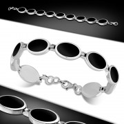 Black Onyx Oval links Silver Bracelet (CB287OX)